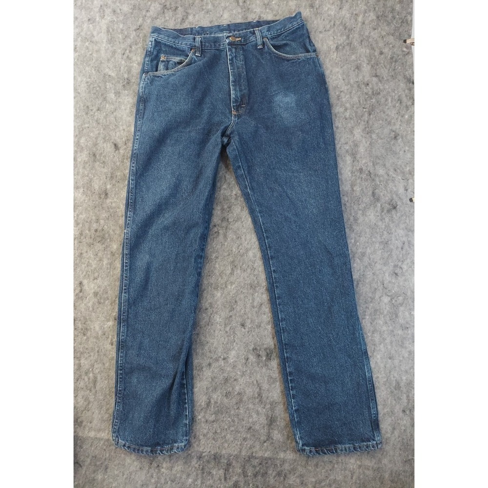 Wrangler Jeans Mens 34x33 Blue Denim Workwear Western - Tag Size 36x34